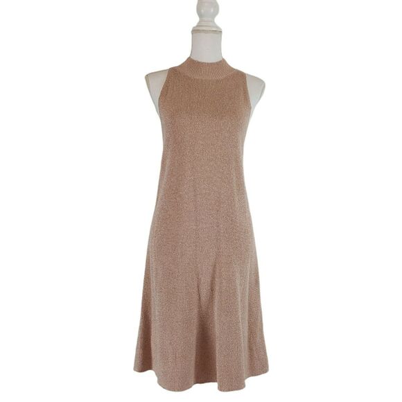 1.STATE Womens SIZE M  Pink Sleeveless Shift Dress  Mock Neck Shimmer Metallic - Picture 1 of 11